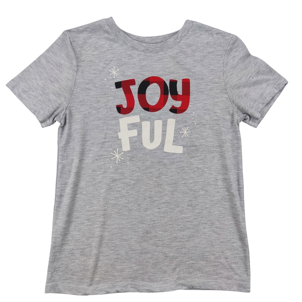 Wondershop Pajama Top Kids 12 Gray Joyful Buffalo Plaid Christmas Sleep Shirt